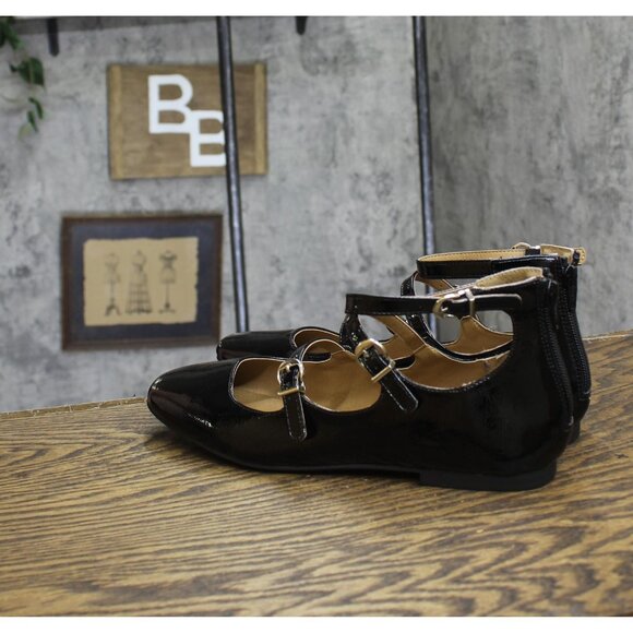 NWT Sun + Stone Womens Cecillee Triple Strap Mary Jane Flats Black Pat 10M - Picture 6 of 11
